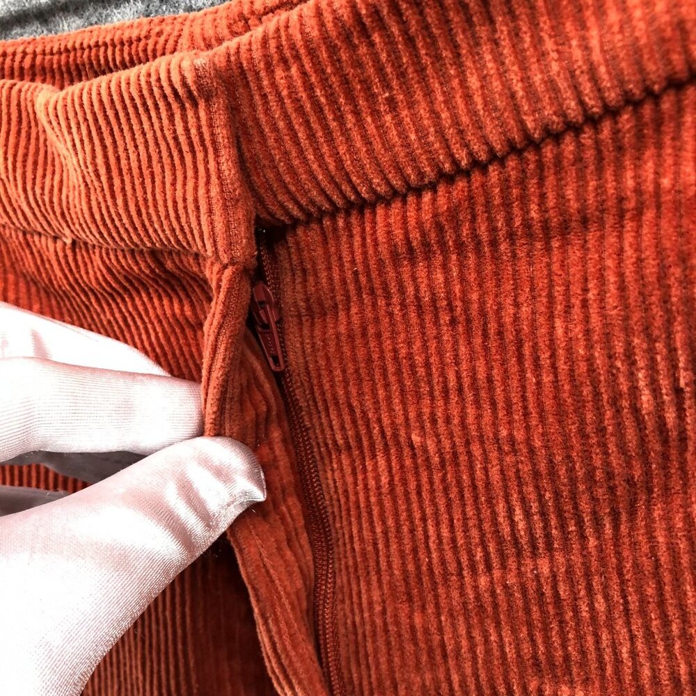 MNG Mango Corduroy Flare Pants Womens 6 Orange Trouser High Rise Cotton - Picture 5 of 11